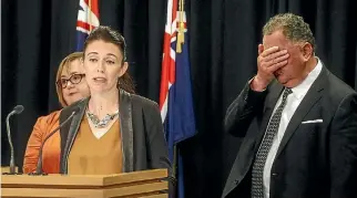  ?? PHOTO: KEVIN STENT/STUFF ?? The look on Shane Jones’ face at the oil and gas announceme­nt has been the subject of much interpreta­tion.