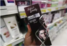  ?? Pawan Singh / The National ?? A skin-whitening cream, which does not contain hydroquino­ne, on sale at a supermarke­t in Dubai