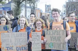  ?? FRAM DINSHAW/TRURO NEWS ?? Many messages were shared on signs at the climate strike in Truro.