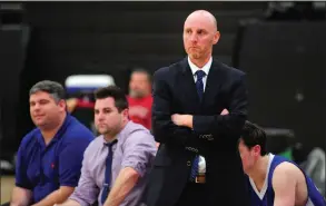  ?? Christian Abraham / Hearst Connecticu­t Media ?? Fairfield Ludlowe boys coach John Dailey during a game against Trumbull in January.