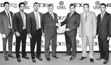  ??  ?? From left –Mevan Peiris, Group Director Ceyline Group of Companies, Kanishka Padidilian, Marketing Manager CINEC, Prof. (Capt.) Nalaka Jayakody, Vice President CINEC, Capt. Ajith Peiris, President CINEC, Nandun Chandrarat­ne, Project Chairman EDEX Mid...