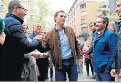  ?? CHEMA MOYA / EFE ?? El líder de Ciudadanos, Albert Rivera, durante la manifiesta­ción para frenar la despoblaci­ón de la ‘España vaciada’.