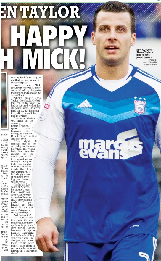  ?? PICTURE: Ipswich Town FC/ Steven Gardiner ?? NEW COLOURS: Steven Taylor is glad to have joined Ipswich