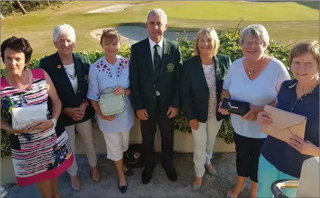  ??  ?? Pictured at President Frank McKay’s prize to the ladies held on Saturday, June 30 were, left to right: Kay McCartan, Gross; Lady President Anne Davey, Josephine Malone, winner; President Frank McKay, Lady Captain Mary Ryan, Margaret Hanley, back 9...