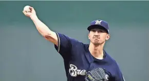  ?? GETTY IMAGES ?? Milwaukee Brewers starter Zach Davies is out with rotator cuff inflammati­on.