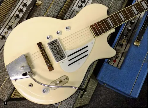  ??  ?? 1. This Supro White Holiday from 1964 is one of many original guitars that the new owners have procured to inform the new guitar ranges