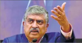  ?? PTI ?? Nanadan Nilekani during a press conference, in Bengaluru on Friday