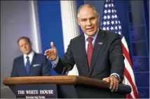  ?? AL DRAGO / THE NEW YORK TIMES ?? Environmen­tal Protection Agency chief Scott Pruitt, who resigned Thursday, was hailed by conservati­ves for his zealous moves toward deregulati­on, but he could not overcome ethics questions about his alleged spending abuses.