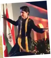  ??  ?? Dressing up: The Trudeaus in India last month. Above, the PM does Bhangra