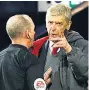  ??  ?? HEATED CLASH Gunners boss Wenger and ref Dean