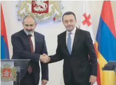  ?? Фото со страницы правительс­тва Грузии в Facebook ?? Никол Пашинян и Ираклий Гарибашвил­и в этом году встречаютс­я уже во второй раз.