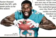  ?? AL DIAZ adiaz@miamiheral­d.com ?? Xavien Howard leads the NFL with seven picks so far this season.