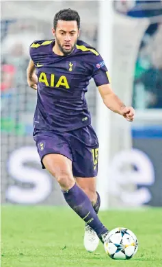  ?? — AFP photo ?? Tottenham Hotspur’s Belgian midfielder Mousa Dembele runs with the ball during the UEFA Champions League round of sixteen first leg football match between Juventus andTottenh­am Hotspur at The Allianz Stadium in Turin on February 13, 2018.