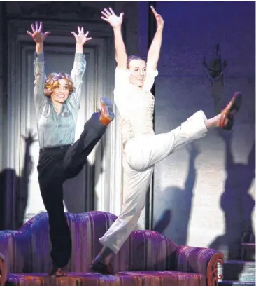  ?? [PHOTO PROVIDED BY MUTZ PHOTOGRAPH­Y] ?? University of Oklahoma musical theater students Tatum Ludlam, as Billie Bendix, and Thomas Cromer, as Jimmy Winter, rehearse for the musical comedy “Nice Work If You Can Get It.”