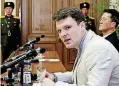  ?? [AP PHOTO] ?? In this Feb. 29, 2016, file photo, American student Otto Warmbier speaks to reporters in Pyongyang, North Korea.