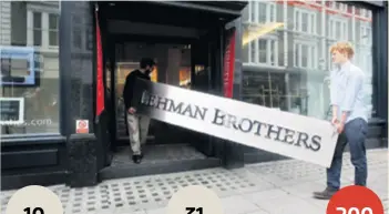  ??  ?? Skidanje ploče 164 godine od osnutka tvrtka braće Lehman završila je kao aukcijski eksponat