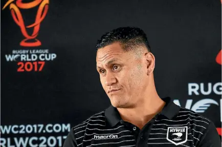  ?? PHOTO: PHOTOSPORT ?? New Zealand Kiwis Coach David Kidwell fronts the news media at Mt Smart Stadium yesterday to promote the 2017 Rugby League World Cup.