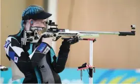  ??  ?? Scotland’s bronze medallist Seonaid McIntosh competes in the women’s 50m Rifle 3 Positions Final at the Gold Coast 2018 Commonweal­th Games. Photograph: Scott Barbour/Getty Images