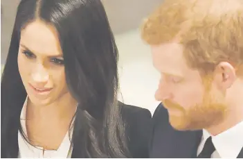  ?? Picture: AFP ?? TYING THE KNOT. Britain’s Prince Harry and his fiancee, US actress Meghan Markle, greet guests at the Endeavour Fund Awards at Goldsmiths Hall in London recently.