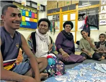  ?? Photo: Rosi Doviverata ?? Legalega Diana, 73, with fellow evacuees at the Saint Marcellin School evacuation centre at Vatuwaqa on April 10, 2018.