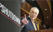  ?? THE NEW YORK TIMES ?? Senate Minority Leader Chuck Schumer, D-N.Y., had to balance the demands of a liberal base eager for a fight with President Donald Trump and the political realities of red-state senators anxious about their re-election prospects in the fall.