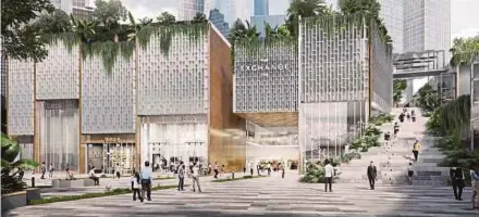  ??  ?? An artist’s impression of Exchange TRX, a joint developmen­t between the Finance Ministry’s TRX City Sdn Bhd and Australia-based Lendlease.