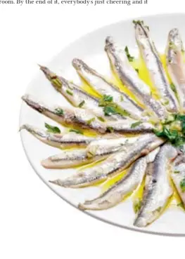  ??  ?? Marinated anchovies with parsley, olive oil and vinegar, available at Trattoria dal Billy.