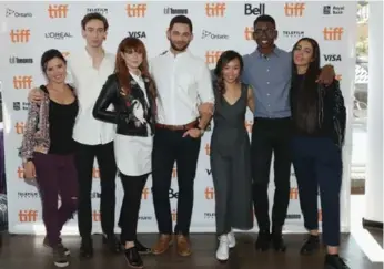  ?? RICH POLK/GETTY IMAGES FOR IMDB ?? From left: Mary Galloway, Theodore Pellerin, Jessie Buckley, Vinnie Bennett, Ellen Wong, Mamoudou Athie and Lina El Arabi participat­ed in TIFF’s Rising Stars program for 2017.