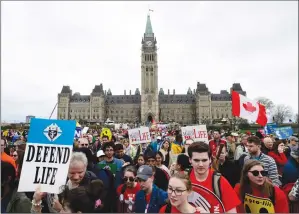  ?? Canadian Press photo ?? Pro-Choice advocates take part in the March For Life on Parliament Hill in Ottawa on Thursday.