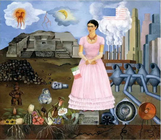  ??  ?? IN hEr ELEmENT Self-portrait on the Border between Mexico and the United States of America (c1932) from the Modern Art Internatio­nal Foundation courtesy of María and Manuel Reyero