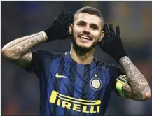  ?? MARCO BERTORELLO/AFP ?? MAKIN TAJAM: Gaya kapten Inter Milan Mauro Emanuel Icardi setelah mencetak gol ke gawang Crotone di Stadion Giuseppe Meazza, Milan, kemarin WIB. matchday