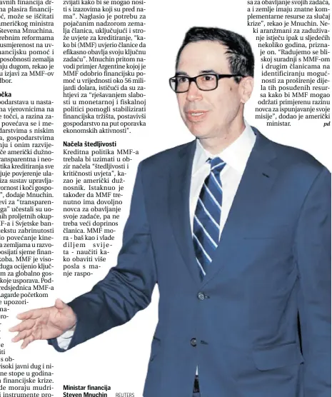  ?? REUTERS ?? Ministar financija Steven Mnuchin