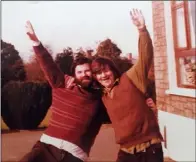  ??  ?? Philip with friend and fellow writer Mick Considine outside the Casey family home in Banogue in 1979.