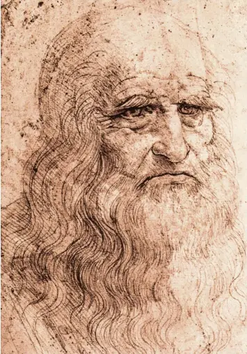  ??  ?? Als ein Selbstport­rät ist diese Rötelzeich­nung aus der Biblioteca Reale von Turin (33 mal 22 Zentimeter) dem Künstler, Forscher und Techniker Leonardo da Vinci zugeschrie­ben.