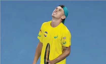  ?? Photograph: Craig Golding/AAP ?? Alex de Minaur aggravated an abdominal strain during his efforts at the ATP Cup.