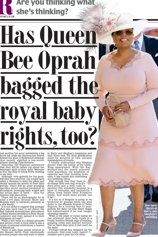  ??  ?? Star turn: Oprah at Harry and Meghan’s wedding