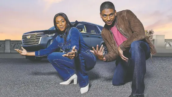  ?? CADILLAC ?? Actor Tiffany Haddish stars in a new Cadillac commercial with her brother Justin English. Haddish says she has also learned some seamstress skills during her pandemic downtime.