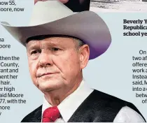  ??  ?? Beverly Young Nelson says Alabama Republican Roy Moore signed her high school yearbook.