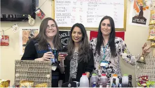  ??  ?? From left, Claire Stenson, Pryal Daphnia and Zoe Meado- Carver behind the bar