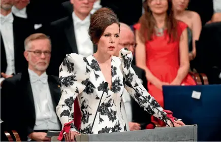  ?? PHOTO: AP ?? Professor Sara Danius, the head of the Swedish Academy which awards the Nobel Prize for literature, has resigned following an internal crisis at the prestigiou­s institutio­n. Danius said she had lost the confidence of the academy, but would not comment...