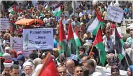  ??  ?? Palestinia­ns in Gaza came together to demonstrat­e against Israel’s planned annexation of the West Bank.