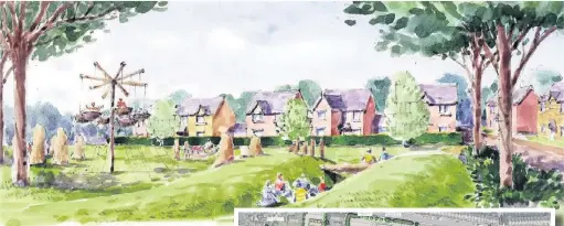  ??  ?? ●● An artist’s impression (above) of what the homes proposed for land off Grane Road could look like and (right) the planned layout