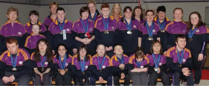  ??  ?? Athletics medal winners at the Special Olympics Wexford presentati­ons marking achievemen­ts at regional finals.