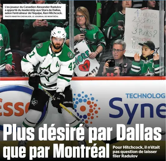  ?? PHOTO MARTIN CHEVALIER, LE JOURNAL DE MONTRÉAL ?? L’ex-joueur du Canadien Alexander Radulov a apporté du leadership aux Stars de Dallas, selon l’entraîneur de l’équipe, Ken Hitchcock.