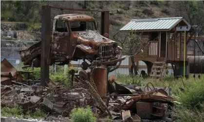  ?? Photograph: Darryl Dyck/AP ?? The Nohomin Creek fire has grown to 500 hectares, threatenin­g areas destroyed in fires last year.