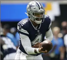  ?? Ashley Landis
The Associated Press ?? Dallas Cowboys quarterbac­k
Dak Prescott will play his first regular-season home game since an ankle injury ended his 2020 season.