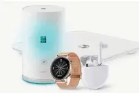  ?? — Supplied photo ?? WIDE CONNECTIVI­TY: The new suite of Huawei products introduced on Tuesday in Dubai, including the WiFi Q2 Pro, which can support up to 192 connected devices.