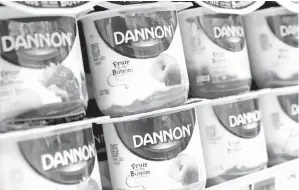  ??  ?? GAMBAR fail menunjukka­n produk Danone, Dannon Yogurt, yang dijual di pasar raya di New York pada 15 Februari lalu. — Gambar Reuters