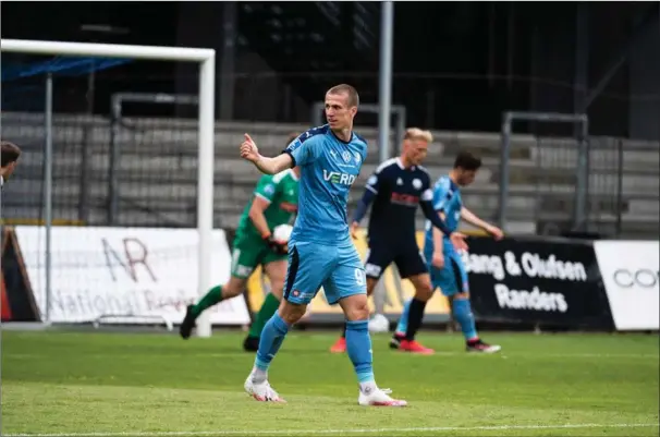  ??  ?? Emil Riis scorede et af målene, da Randers FC vandt 2-1 over Vendsyssel i en testkamp forleden. Foto: Anne Myrup Pedersen