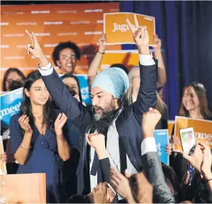  ?? JONATHAN HAYWARD THE CANADIAN PRESS ?? Jagmeet Singh’s victory should quell the rumblings about his leadership, Chantal Hébert writes.